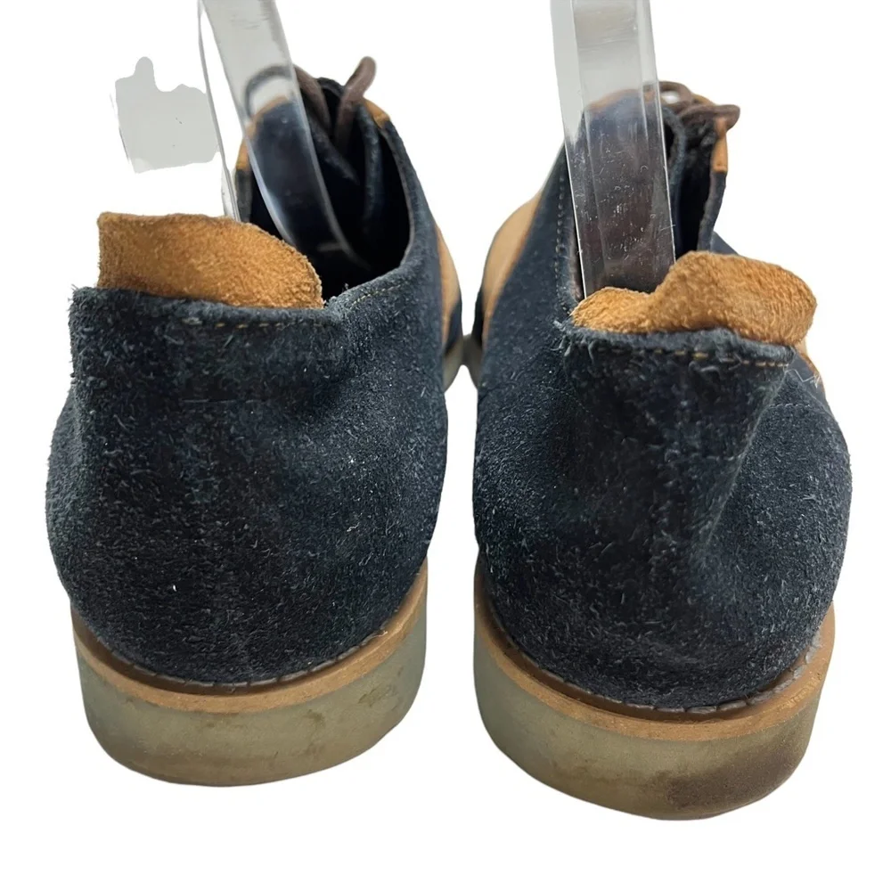 JD FISK Navy Blue Saddle Tan Genuine Leather Suede Dress  display picture 2